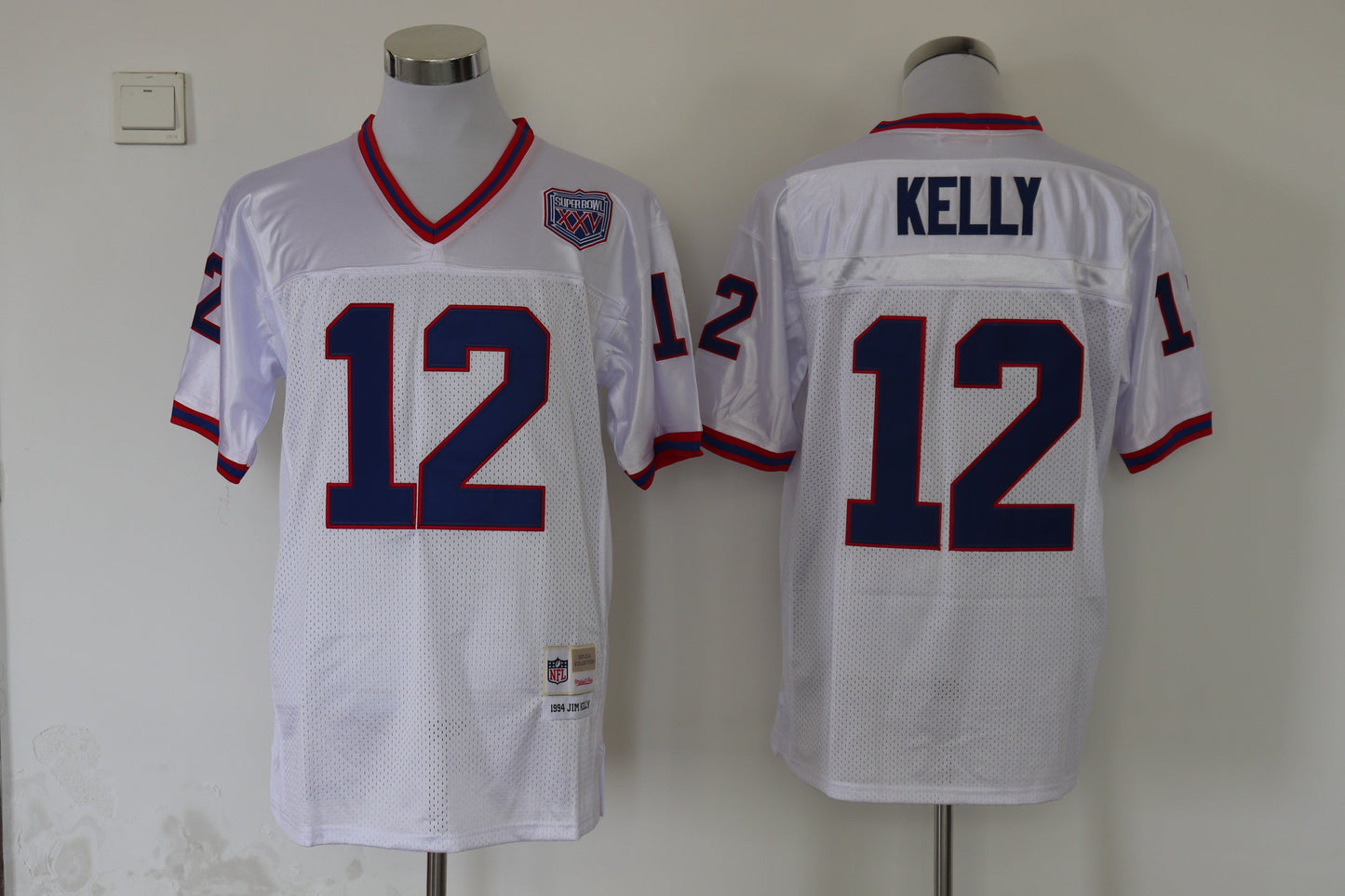 Men's Buffalo Bills Jim Kelly Mitchell & Ness White Legacy Replica Player Jersey1