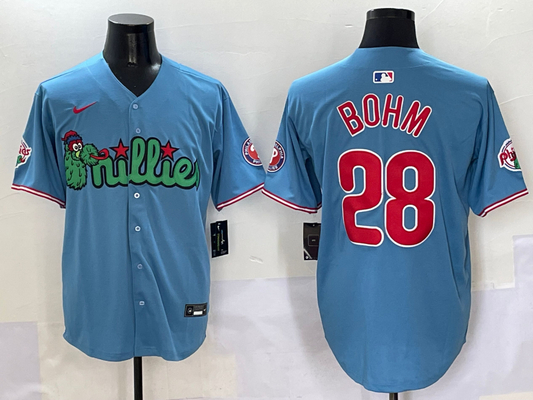 Men's Philadelphia Phillies Alec Bohm #28 Blue Player jersey