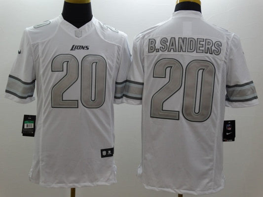 Men's Detroit Lions Barry Sanders #20 White Game Jersey1