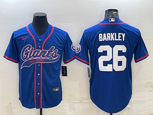 Men's New York Giants Saquon Barkley #26 Blue Game jersey Joint Edition
