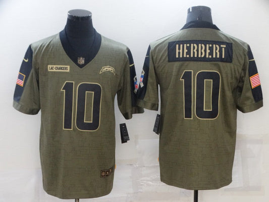 Men's Los Angeles Chargers Justin Herbert #10 Brown Game jersey