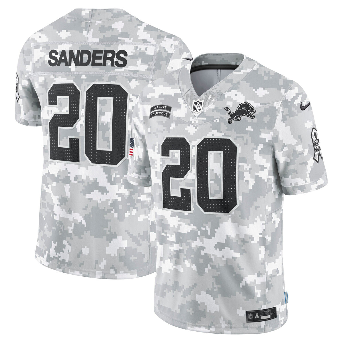 Barry Sanders Detroit Lions Nike 2024 Salute to Service Retired   Limited Jersey - Arctic Camo