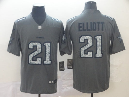 Men's Dallas Cowboys Ezekiel Elliott #21 Gray Player Game Jersey1