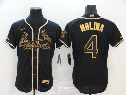 Men's St. Louis Cardinals Yadier Molina #4 Black Stitched Jersey1