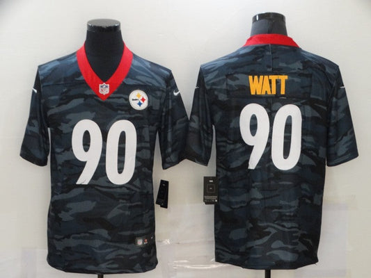 Men's Pittsburgh Steelers T.J. Watt #90 Gray Camouflage Game Jersey1