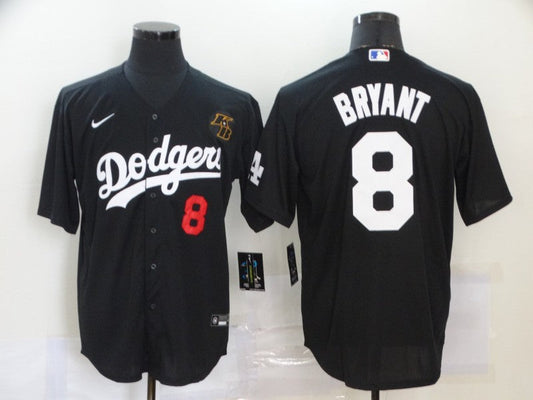 Men's Los Angeles Dodgers Kobe Bryant #8 Black Replica Baseball Jersey1