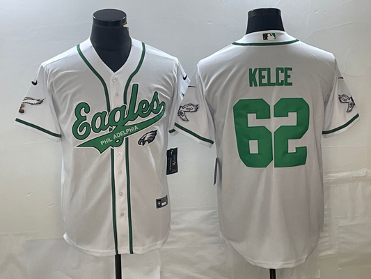 Men's Philadelphia Eagles Jason Kelce #62 White Game jersey Joint Edition