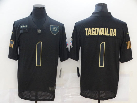 Men's Miami Dolphins #1 Tua Tagovailoa Black Player Game jersey