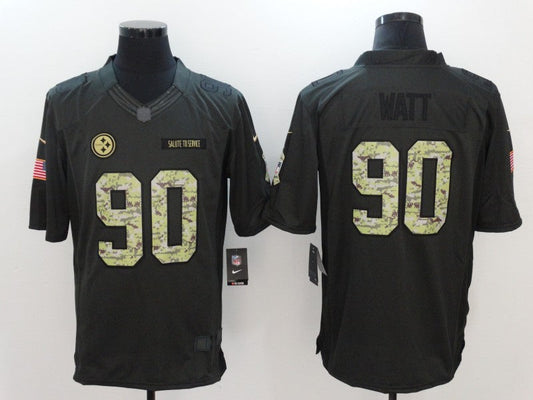 Men's Pittsburgh Steelers #90 T.J. Watt Black Team Game Jersey1