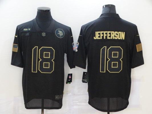 Men's Minnesota Vikings Justin Jefferson #18 Black Game Player Jersey1
