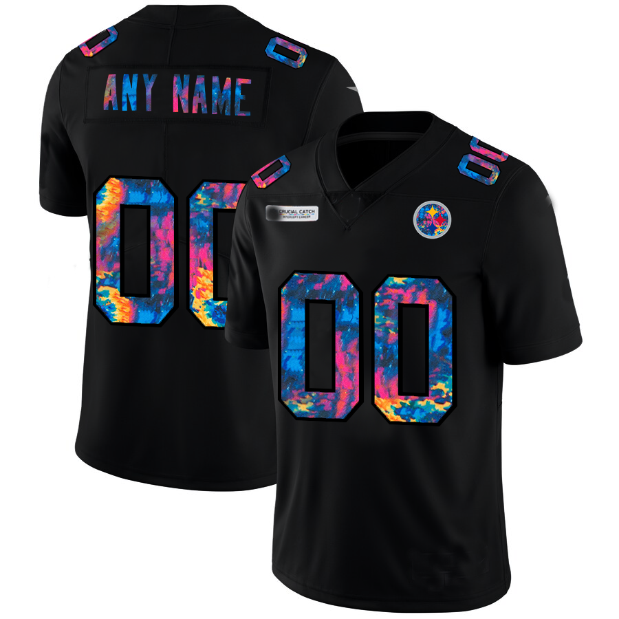 custom Pittsburgh Steelers Multi-Color Black 2020 Crucial Catch Vapor Untouchable Limited jersey Stitched American Football Jerseys