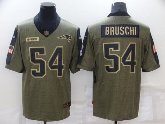 Men's New England Patriots Tedy Bruschi #54 Brown Game Jersey1