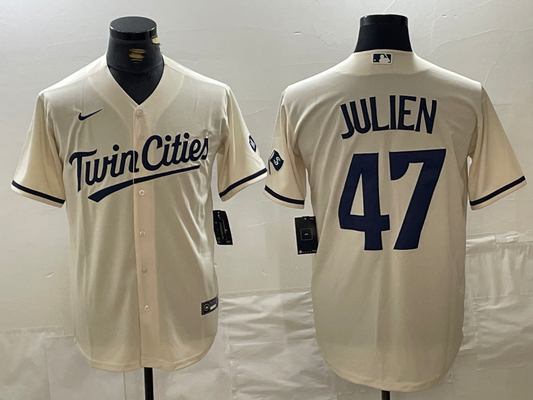 Men's Minnesota Twins Edouard Julien #47 Cream Limited Player jersey