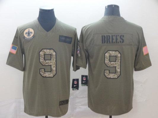 Men's New Orleans Saints Drew Brees #9 Brown Player Game Jersey1