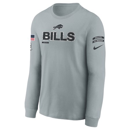 Youth Buffalo Bills Nike Gray 2024 Salute To Service Long Sleeve T-Shirt