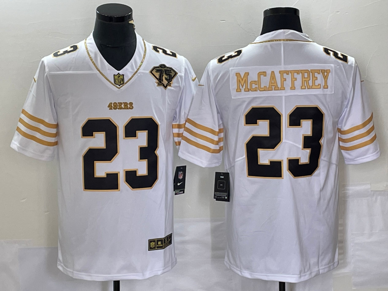 Men's San Francisco 49ers Christian McCaffrey #23 White Player Jersey1