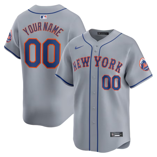 Men's New York Mets Gray Away Limited Custom Jersey1