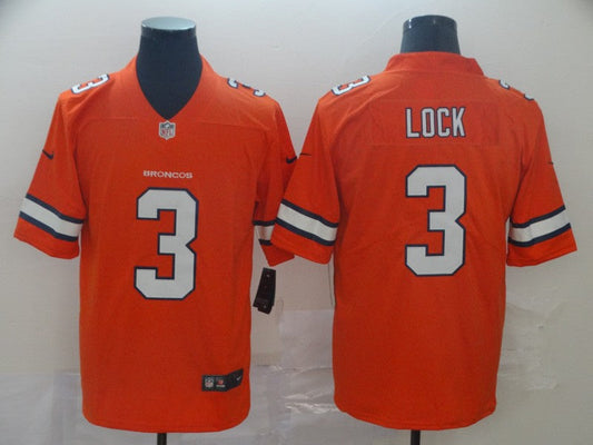 Men's Denver Broncos Drew Lock #3 Orange Game Player Jersey1