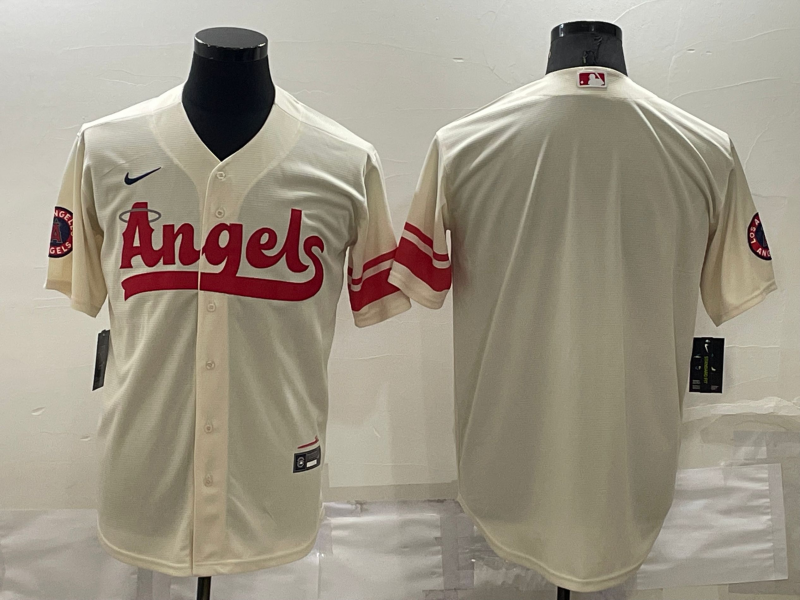 Men's Los Angeles Angels Cream 2022 City Connect Replica Team Blank Jersey1