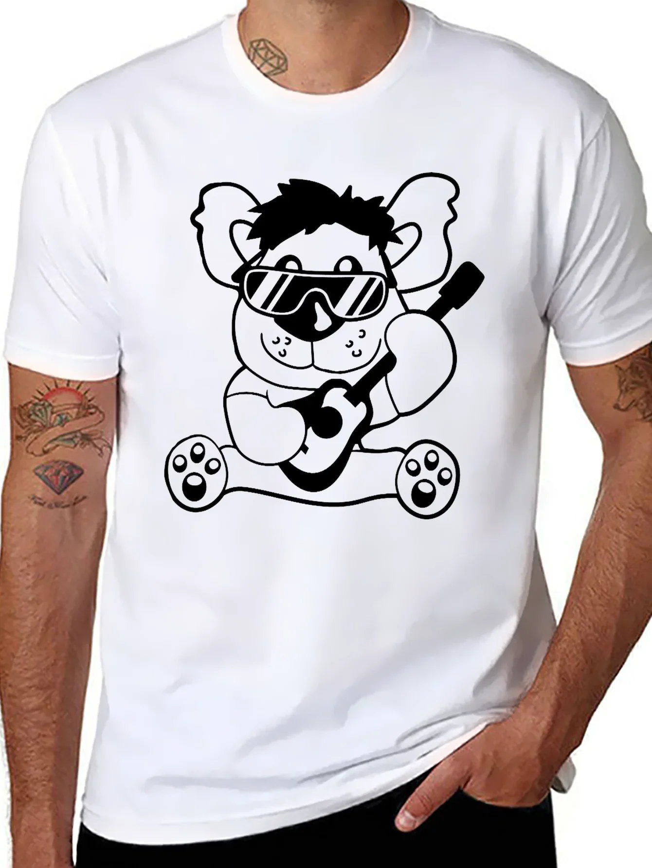 Cool Koala Guitar T-Shirt - Black Cotton