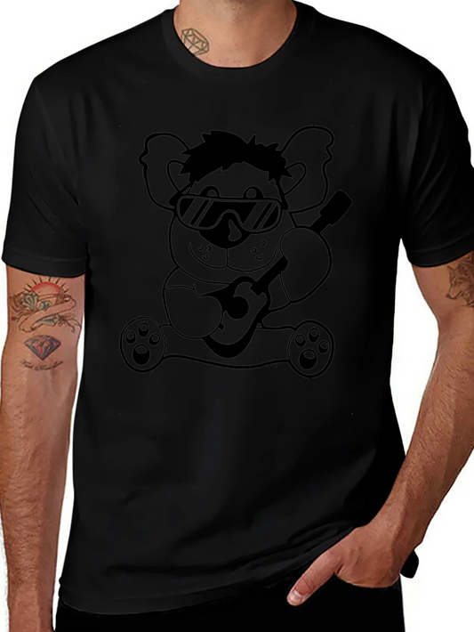 Cool Koala Guitar T-Shirt - Black Cotton