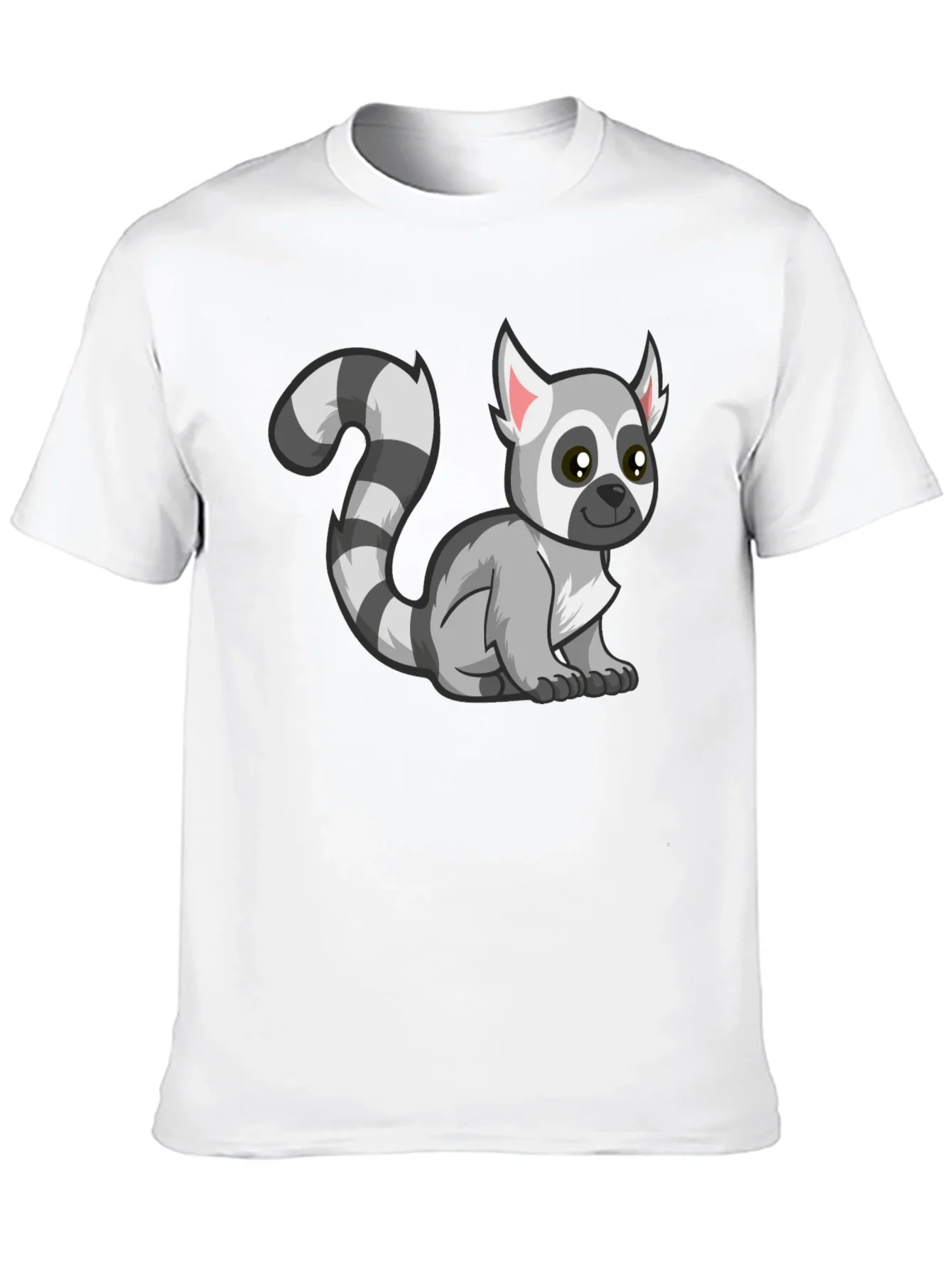 Cute Lemur Cartoon Graphic Tee Black