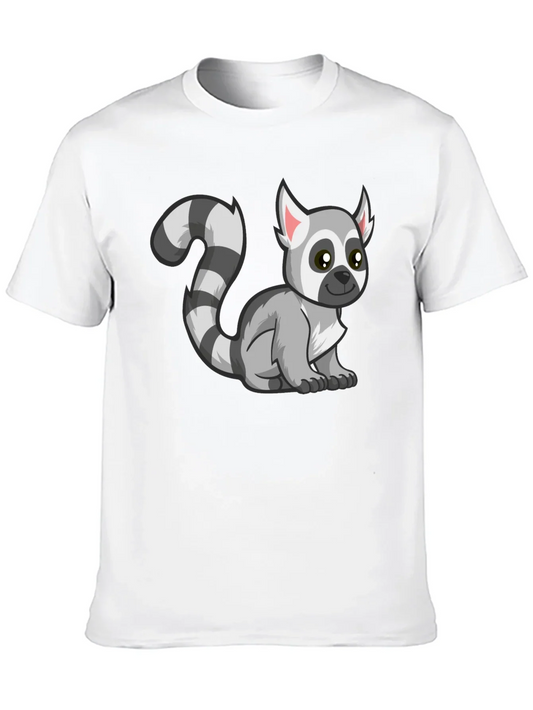 Cute Lemur Cartoon Graphic Tee Black