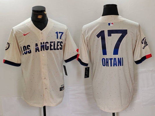 Men's Los Angeles Dodgers Shohei Ohtani #17 Cream 2024 City Connect Player Jersey1