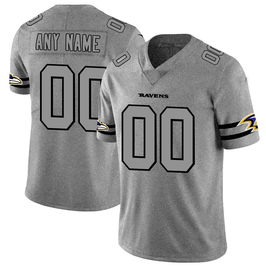 Custom1 Baltimore Ravens 2019 Gray Gridiron Gray Vapor Untouchable Limited Jersey1 American Jersey1 Stitched American Football Jerseys