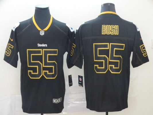 Men's Pittsburgh Steelers Devon Bush Jr. #55 Black Alternate Game Jersey1