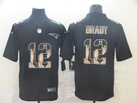 Men's New England Patriots Tom Brady #12 Black Player Game Jersey1