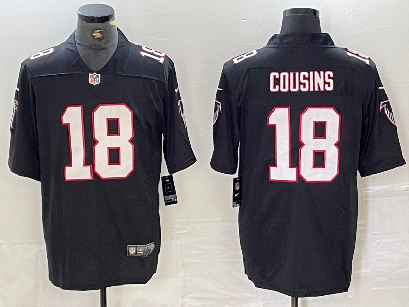 Men's Atlanta Falcons Kirk Cousins #18 Black Game Jersey1