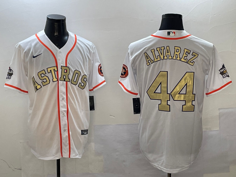 Men's Houston Astros Yordan Alvarez #44 White Player Jersey1