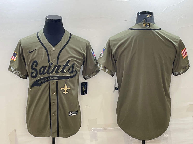 Men's New Orleans Saints Olive 2022 Salute To Service Retired Player Limited Blank jersey
