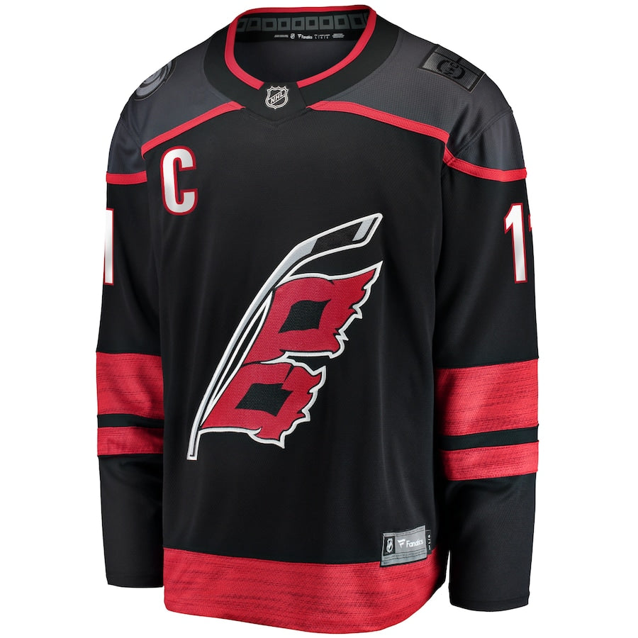 Jordan Staal Carolina Hurricanes   Home Captain Patch Breakaway  Jersey - Black