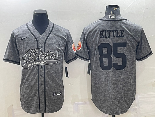 Men's San Francisco 49ers George Kittle #85 Grey Game jersey Joint Edition