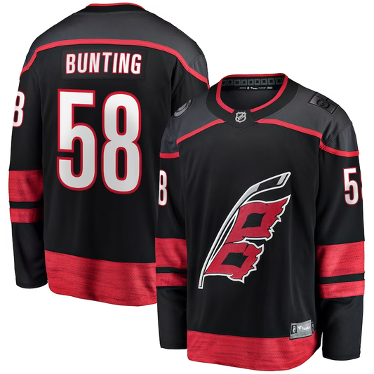 Men's Carolina Hurricanes Michael Bunting #58 Black Home Breakaway Player jersey