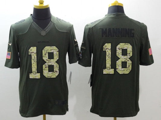 Men's Denver Broncos Peyton Manning #18 Army Green Game Jersey1