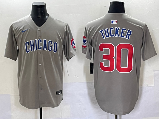 Men's Chicago Cubs Kyle Tucker #30 Gray Replica Player Jersey