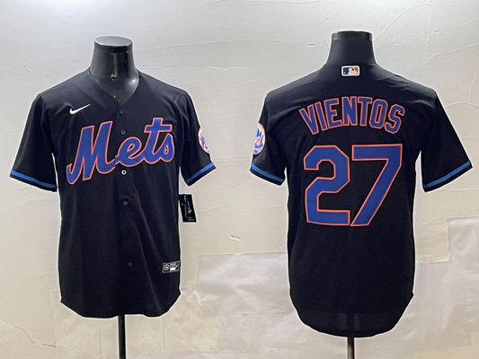 Men's New York Mets Mark Vientos #27 Black Replica Player Jersey1