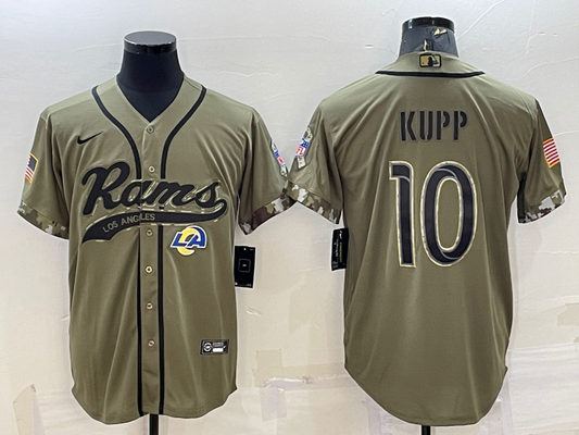 Men's Los Angeles Rams Cooper Kupp #10 Olive 2022 Salute To Service Limited jersey Joint Edition