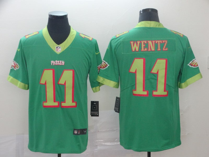 Men's Philadelphia Eagles Carson Wentz #11 Green Game Jersey1 City Edition
