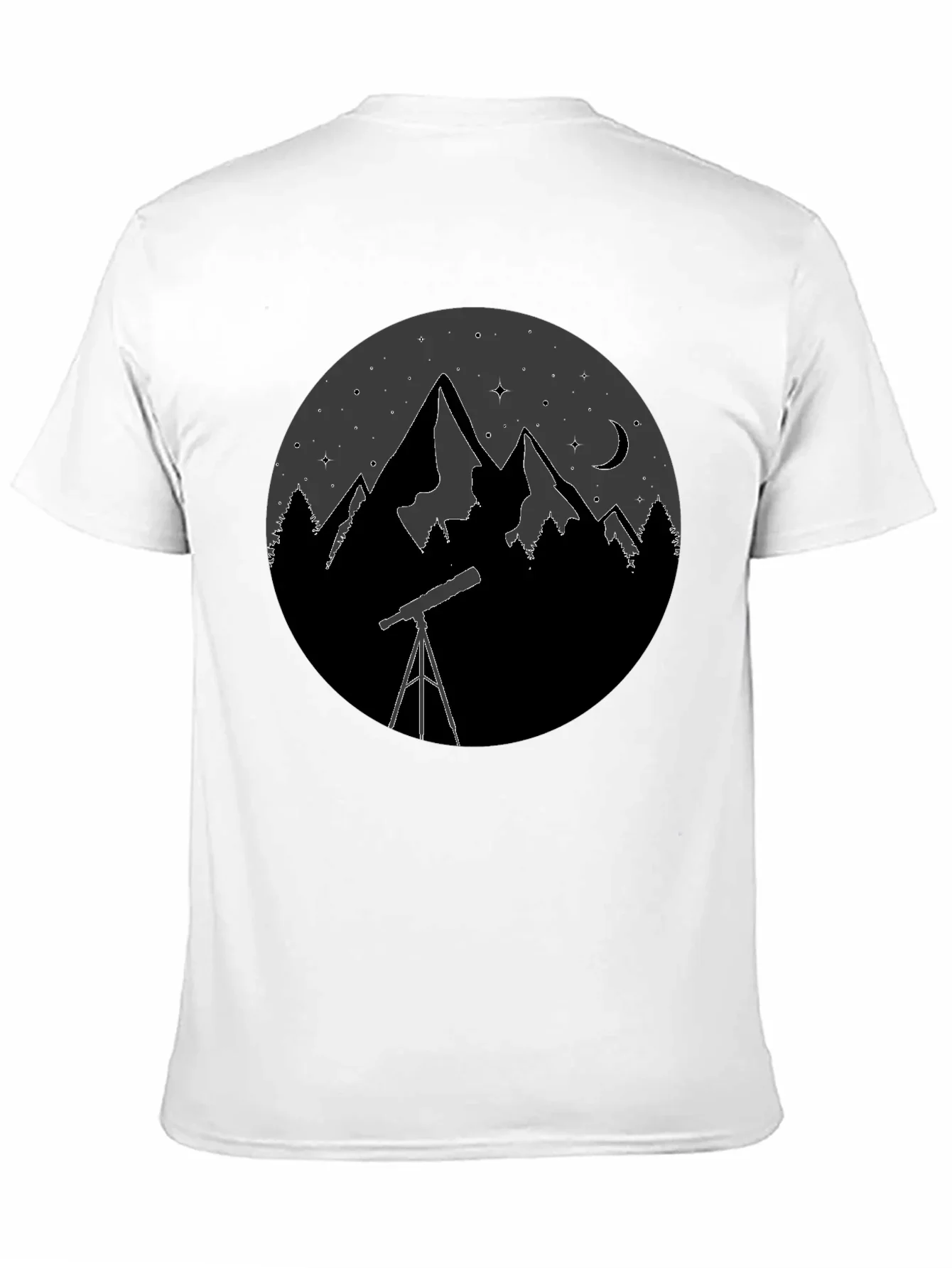 Night Sky Telescope Mountain Graphic Tee