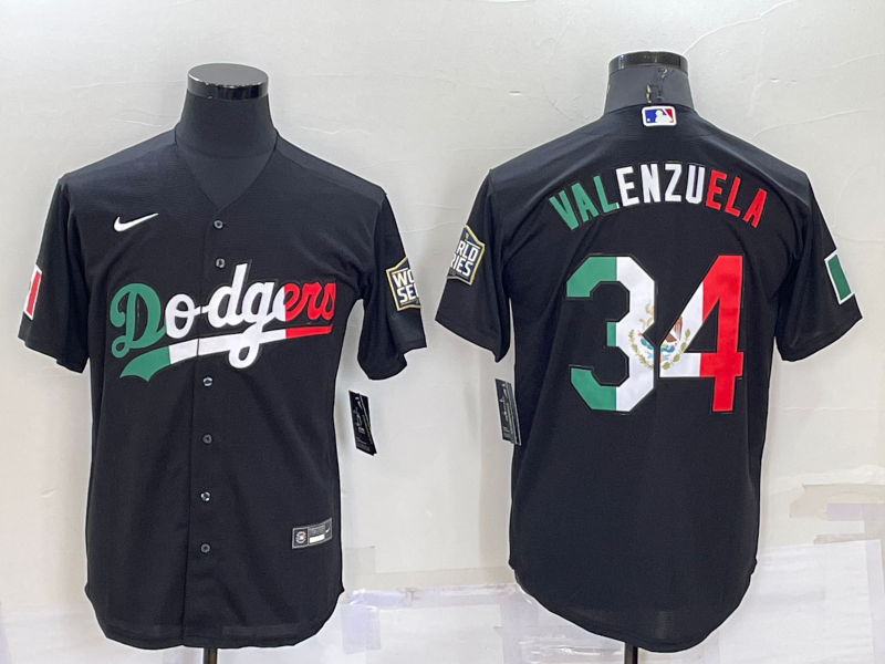 Men's Los Angeles Dodgers Fernando Valenzuela #34 Black Player jersey