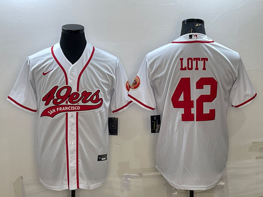 Men's San Francisco 49ers Ronnie Lott #42 White Game jersey Joint Edition