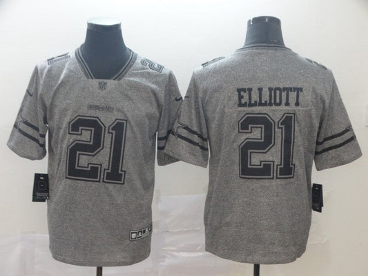 Men's Dallas Cowboys Ezekiel Elliott #21 Gray Alternate Game Jersey1