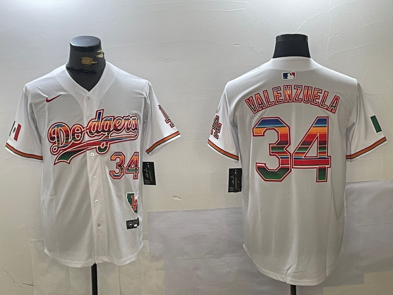 Men's Los Angeles Dodgers Fernando Valenzuela White Game Player jersey