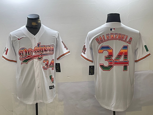 Men's Los Angeles Dodgers Fernando Valenzuela White Game Player jersey