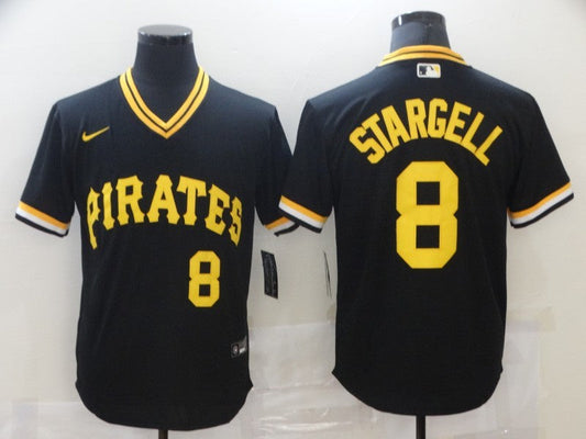 Men's Pittsburgh Pirates Willie Stargell #8 Black Replica Baseball Jersey1
