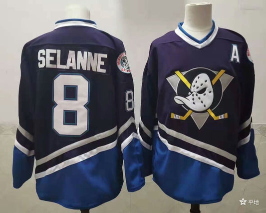 Men's Anaheim Ducks Selanne Mitchell #8 Navy Breakaway Player jersey